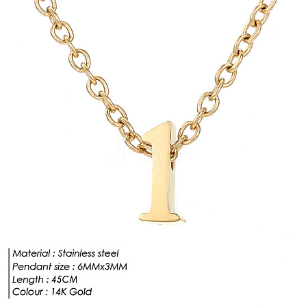 304 Stainless Steel Number Pendant Necklaces FS-WG6717D-09-1