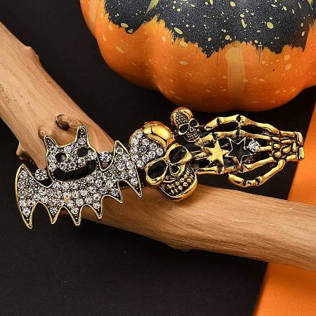 Tibetan Style Alloy Rhinestone Hair Barrettes PHAR-P010-02AG-1