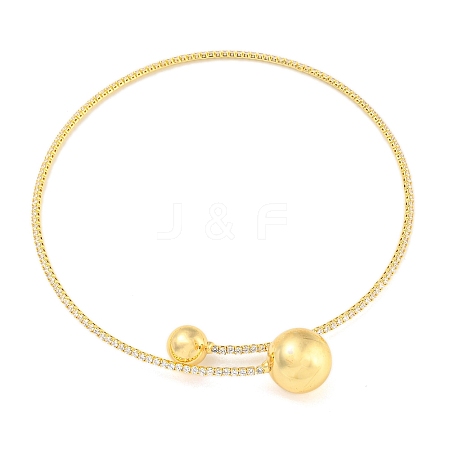 Rack Plating Brass Pave Clear Cubic Zirconia Round Ball Choker Necklaces NJEW-A031-02-01G-1