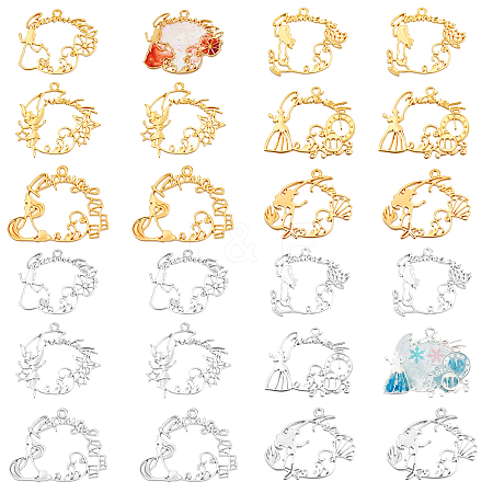 24Pcs 12 Style Alloy Open Back Bezel Pendants FIND-OC0001-44-1