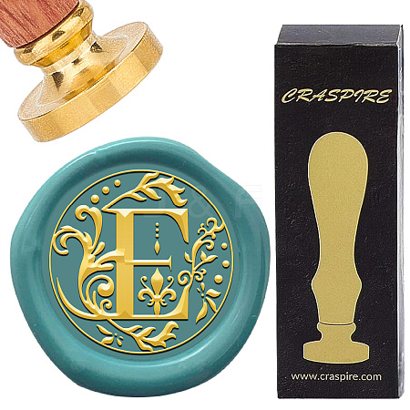 Brass Wax Seal Stamps with Wood Handle AJEW-WH0412-0238-1