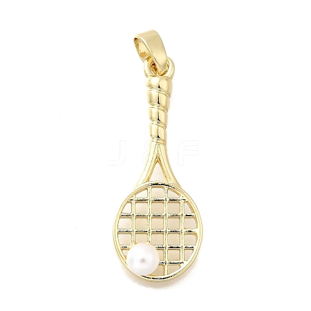 Brass ABS Imitation Pearl Pendants KK-P336-22G-1