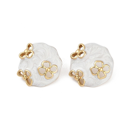 Ion Plating(IP) 304 Stainless Steel Flower Stud Earrings EJEW-Z068-32G-02-1