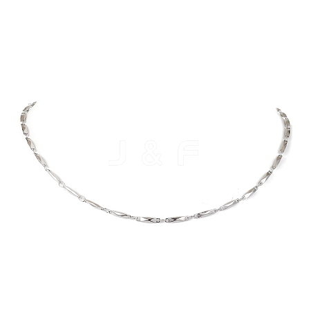 Non-Tarnish 304 Stainless Steel Rectangle link Chain Necklaces NJEW-JN04746-01-1