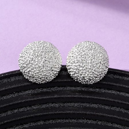 Brass Textured Stud Earrings EJEW-A143-02C-S-1