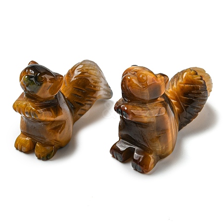 Natural Tiger Eye Carved Healing Squirrel Figurines DJEW-D012-01B-1