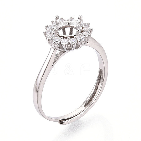 Rhodium Plated 925 Sterling Silver Micro Pave Cubic Zirconia Engagement Solitaire Ring Settings STER-T008-18P-1