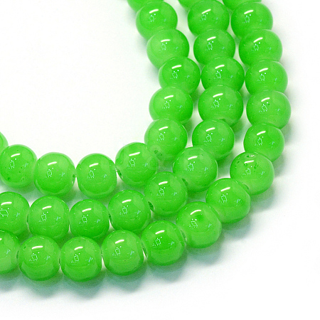 Baking Painted Imitation Jade Glass Round Bead Strands X-DGLA-Q021-4mm-09-1