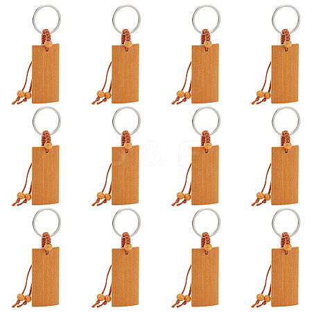   12Pcs Bamboo Laser Engraving Rectangle Keychains KEYC-PH0002-04-1