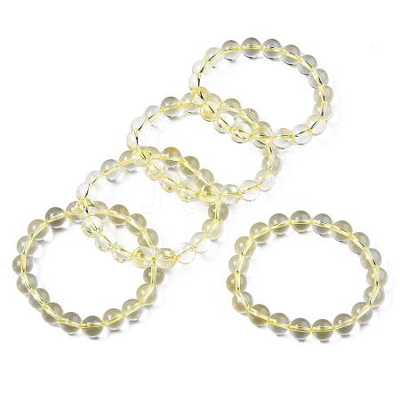 Natural Citrine Beaded Stretch Bracelets BJEW-Q692-48-10mm-1