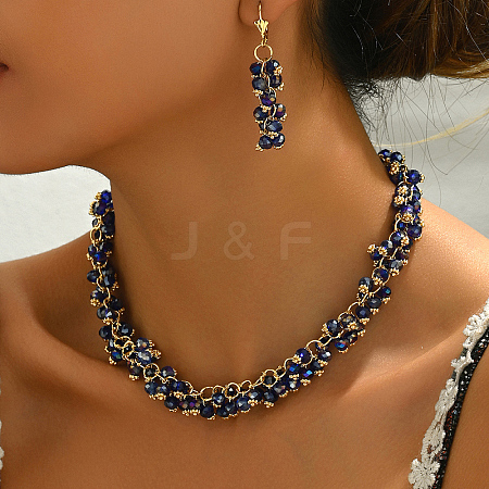 Luxury Iron & Plastic Beaded Earrings & Necklaces Set for Elegant Party Wear EE9442-1