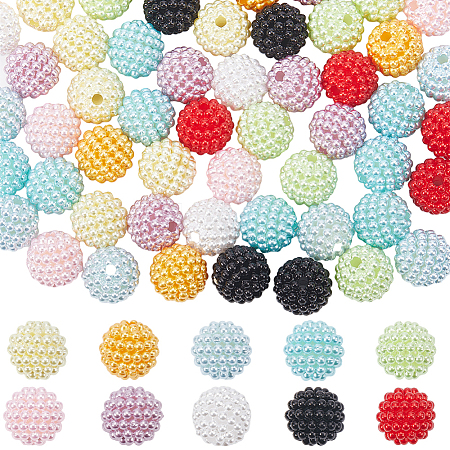 SUNNYCLUE 100Pcs 10 Colors Resin Imitation Pearl Beads RESI-SC0003-10-1