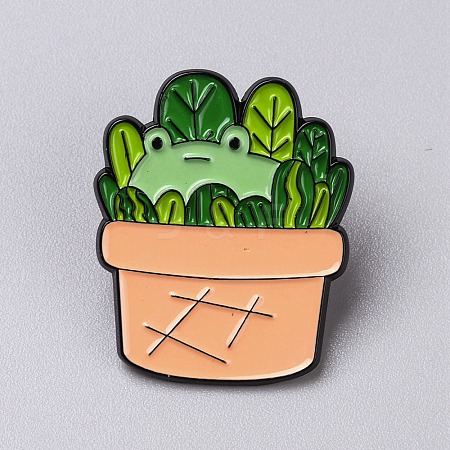 Potted Plant Enamel Pins JEWB-CJC0010-004B-1
