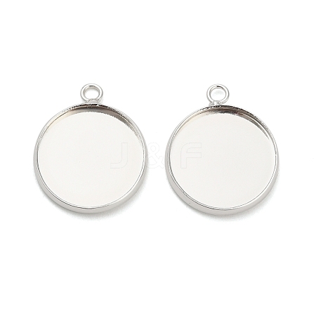 Flat Round Brass Pendant Cabochon Settings X-KK-A276-10S-1