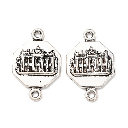 Tibetan Style Alloy Octagon with Church Connector Charms FIND-Z099-16AS-02-1