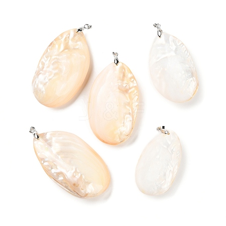 Natural Freshwater Shell Big Pendants BSHE-Z003-40P-1