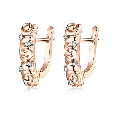 Brass Micro Pave Clear Cubic Zirconia Huggie Hoop Earrings EJEW-BB70467-1