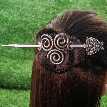 Antique Silver Viking Hair Sticks Hair Pin PW-WG2F806-12-1