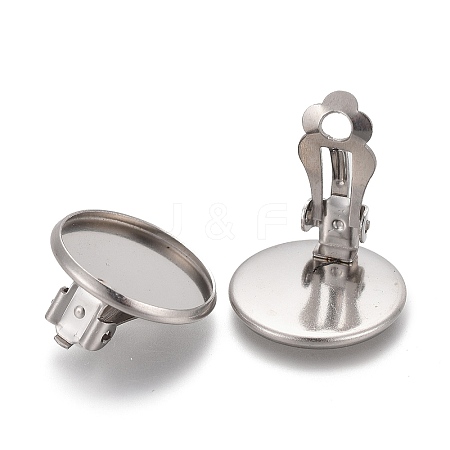 304 Stainless Steel Clip-on Earring Setting X-STAS-P249-23D-P-1