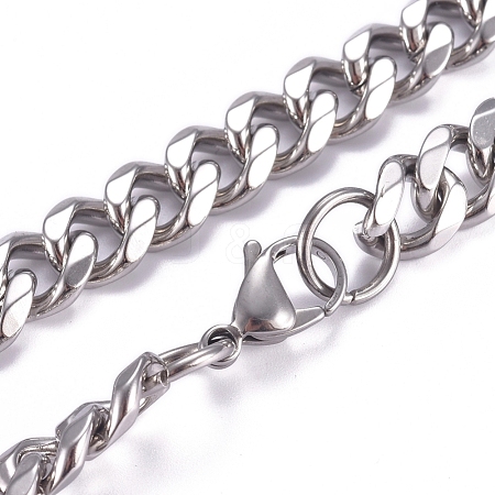 Men's 201 Stainless Steel Cuban Link Chain Necklaces NJEW-G340-22P-1