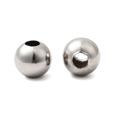 Tarnish Resistant 304 Stainless Steel Hollow Round Seamed Beads STAS-R032-8mm-1