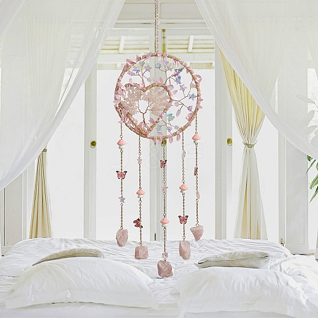 Iron & Brass & Crystal Glass Sun Catcher Pendants HJEW-K049-04A-1