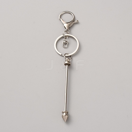 Zinc Alloy Bar Beadable Keychains Clasps KEYC-WH0030-86P-1