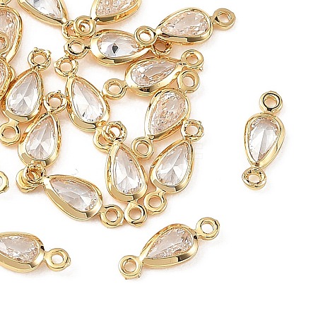SHEGRACE Brass Pave Clear Cubic Zirconia Teardrop Connector Charms XGRQ2O545-449G-1
