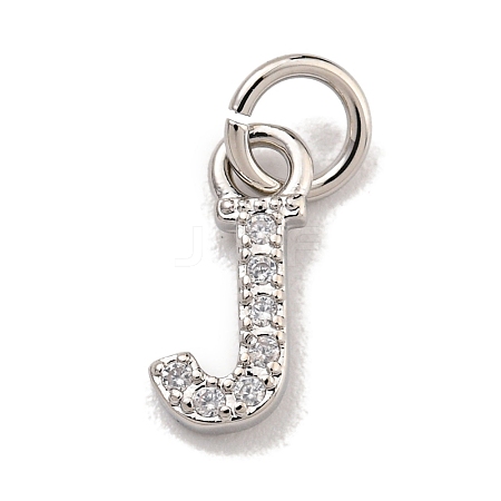 Initial Letter Brass with Cubic Zirconia Charms KK-Q814-26J-P-1