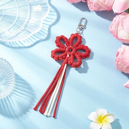Flower Cotton Threads Pendants Decorations HJEW-TA00399-04-1