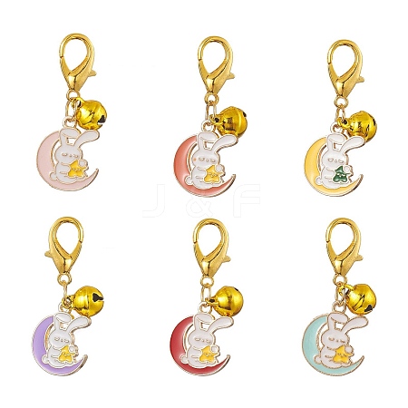 Moon with Rabbit Alloy Enamel Pendant Decoraiton HJEW-JM00961-1