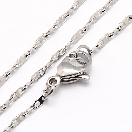 Tarnish Resistant Trendy Unisex 304 Stainless Steel Rectangle Link Chain Necklaces NJEW-M058-A-02-1