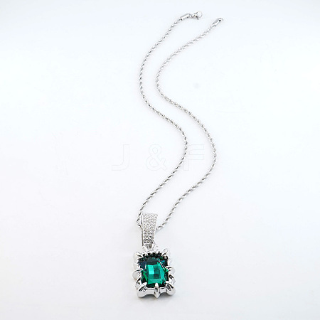 Alloy Rhinestone Rectangle Pendant Rope Chain  Necklaces FS-WGF7BCB-11-1