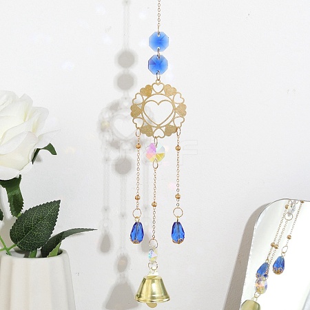 Faceted Glass Teardrop & Octagon Hanging Suncatcher HJEW-I010-02A-1