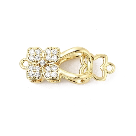 Brass Micro Pave Clear Cubic Zirconia Interlocking Clasps LS-KK-U059-16G-1