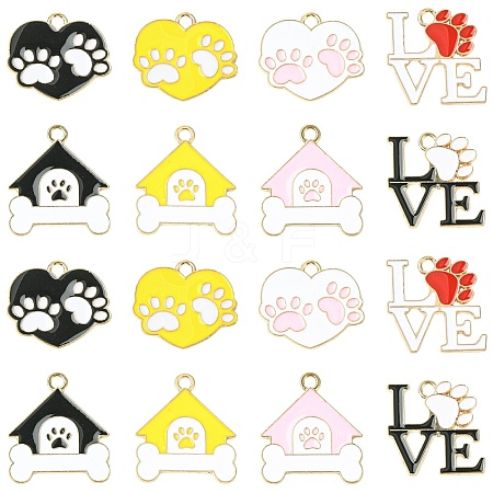 40Pcs 8 Styles Pet Paw Print Theme Alloy Enamel Pendants ENAM-CJ0007-13-1
