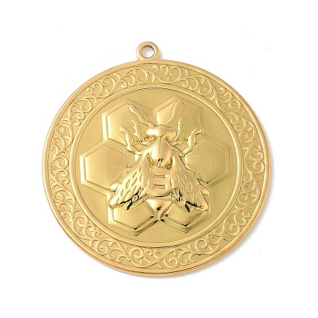 304 Stainless Steel Bee Pendants STAS-S186-08A-G-1