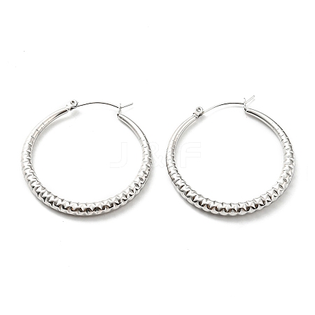 Non-Tarnish 304 Stainless Steel Grooved Hoop Earrings EJEW-B023-18P-1