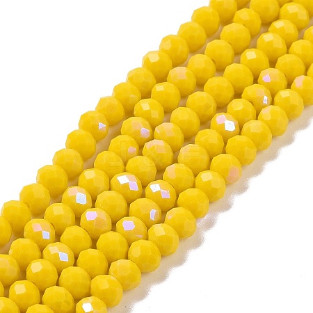 Electroplate Opaque Solid Color Glass Beads Strands EGLA-A044-P8mm-L04-1