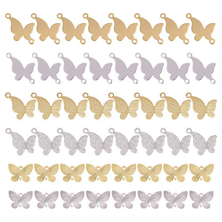 32Pcs 4 Styles Rack Plating Brass Connector Charms and 16Pcs 2 Styles Pendants KK-CA0002-41-1