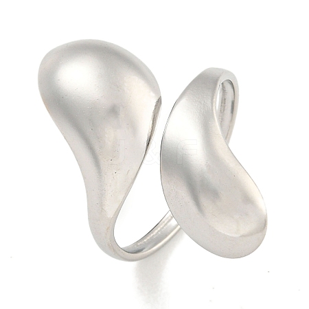 Non-Tarnish Teardrop 304 Stainless Steel Open Cuff Finger Rings for Women X-RJEW-P114-03P-1