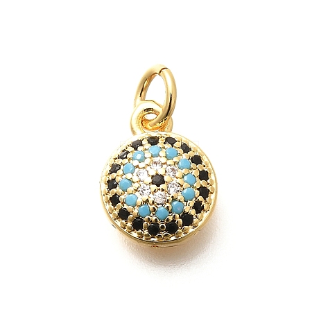 Brass Micro Pave Cubic Zirconia Charms KK-G519-09G-03-1