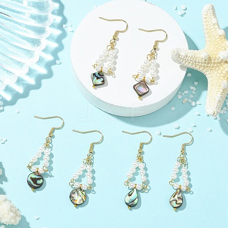 Paua Shell Dangle Earrings EJEW-JE07179-1