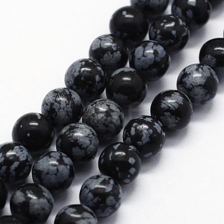 Natural Snowflake Obsidian Beads Strands G-I199-36-6mm-1