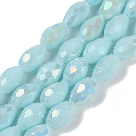 Opaque Solid Color Electroplate Glass Beads Strands LS-EGLA-N013-P6mm-B11-1