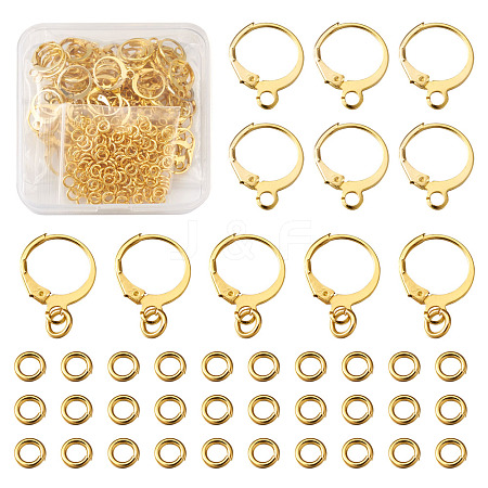 Brass Huggie Hoop Earring Findings & Open Jump Rings KK-TA0007-83G-1