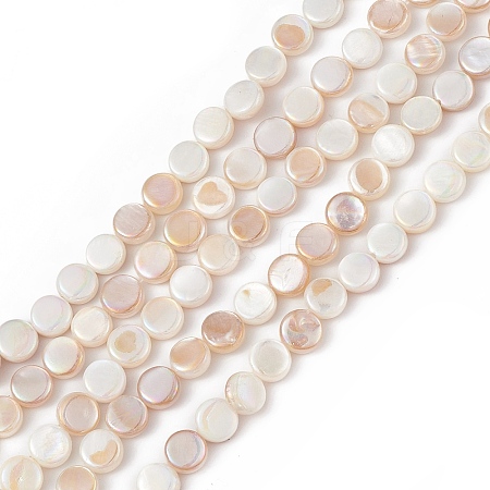 AB Color Plated Natural Freshwater Shell Beads Strands BSHE-G033-04-1