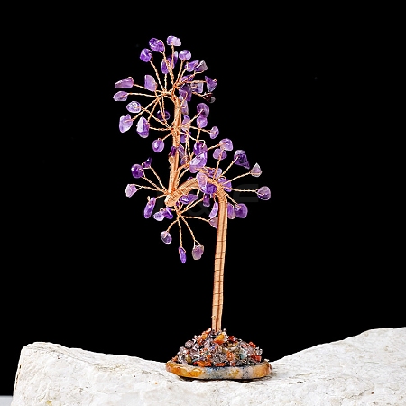 Natural Amethyst Chips Tree of Life Decorations PW-WG8B088-10-1