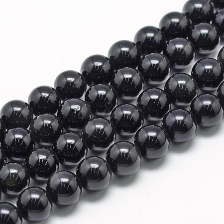 Natural Obsidian Beads Strands G-R446-6mm-24-1