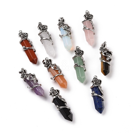 Natural & Synthetic Gemstone Pointed Big Pendants G-H274-08AS-1